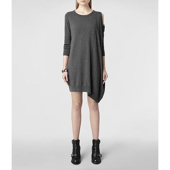 All Saints Gray Long Sleeve Dress - Picture 1 of 10
